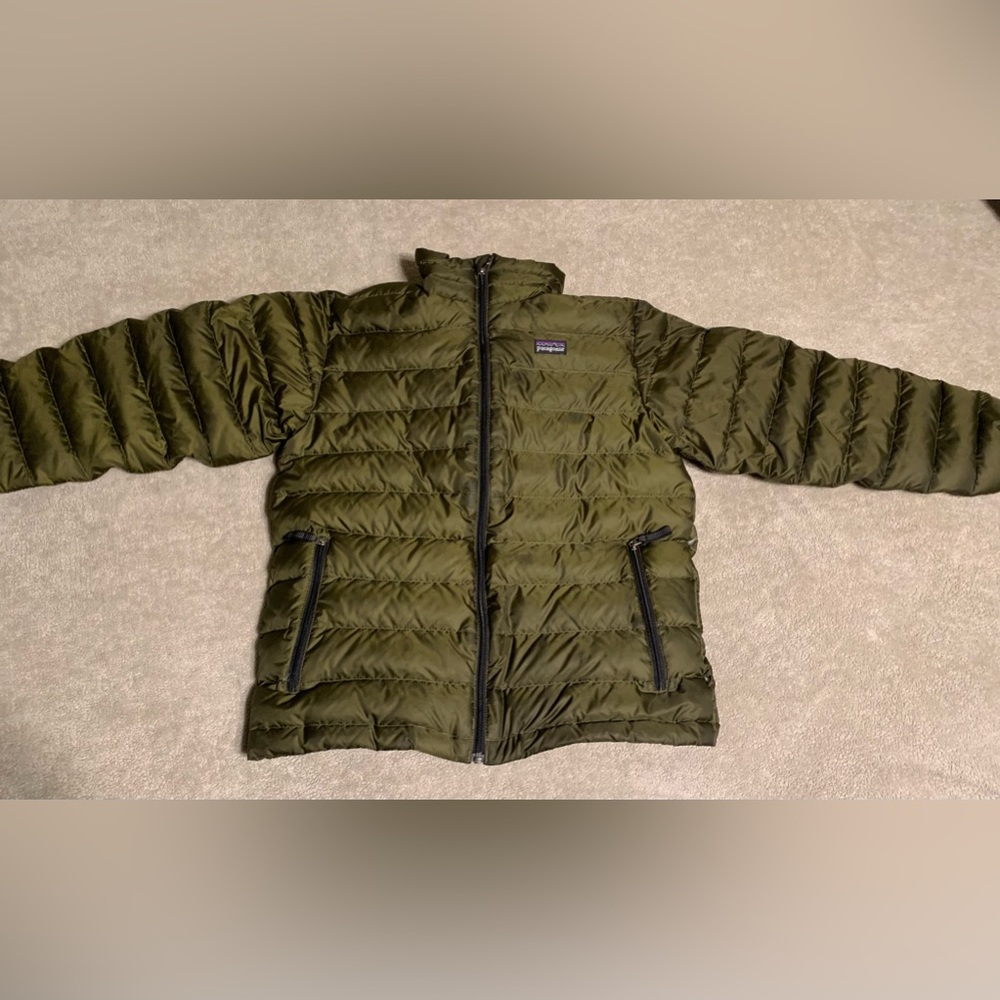 Patagonia Goosedown Jacket Boys Size (10) Army Green
